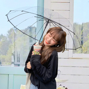 <span class=keywords><strong>Parapluie</strong></span> transparent épaissi, renforcé, résistant au vent, à long manche, semi-automatique, 16 baleines, sur mesure, couleur unie - Product Image 4