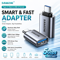 Adaptateur OTG SAMZHE Type-C vers USB-A USB3.2 5 Gbps en alliage d'aluminium, convertisseur de transfert de données, connecteur USB-C mâle vers USB-A femelle