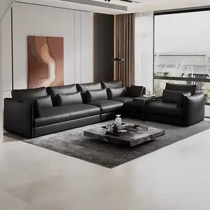 Kabasa Set tempat duduk lembut, Sofa kulit ruang tamu bagian mewah bentuk L