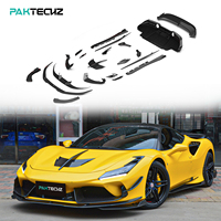 Kit carrosserie complet en fibre de carbone sèche préimprégnée Paktechz (lame avant, jupes latérales, diffuseur arrière, aileron arrière) pour Ferrari F8 Tributo Spider