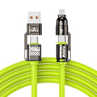 Kabel Pengisian Cepat USB-C ke USB-C 4 in 1 dari Aluminium Alloy & Silikon untuk iPhone & Ponsel Universal - OEM/ODM