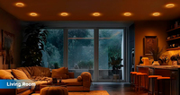 Éclairage encastré 4 pouces à changement de couleur, downlight LED 12W, 810 lumens avec mode veilleuse, RGB et lumière du jour 5000K, dimmable