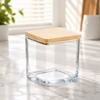 Vente en gros de décorations pour la maison, porte-bougie en verre personnalisé, récipient à bougie, logo et couleur, pots à bougie en verre vides de forme carrée