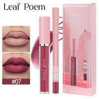 Kit de Rouge à Lèvres Liquide Mat Nude 2-en-1 Imperméable, Ensemble de Rouge à Lèvres et Crayon à Lèvres Anti-transfert, Marque Privée, Prix Usine OEM ODM