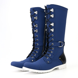 Moto บูทหุ้มข้อครึ่งน่องสำหรับผู้ชาย, รองเท้าบู้ตหนังแท้แบบผูกเชือกกันลื่นสำหรับทุกฤดูกาลพื้นรองเท้าส่วนกลางทำจากยาง EVA - Product Image 5