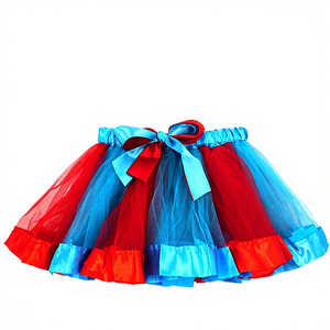 Falda Tutú de Tul de Ballet en Capas de Satén Tejido a Crochet BGFKS para Niñas Pequeñas, Disfraz con Lazos de Pelo Coloridos - Product Image 1