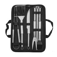 Ensemble d'outils de barbecue 5 pièces, manche long, métal, acier inoxydable, antiadhésif, facile à nettoyer, ustensiles de grillade