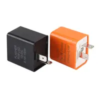 ブラックオレンジターンシグナルフラッシャーリレーDC12V 2ピンモーターサイクル缶FM調整可能LEDオートフラッシャーリレー