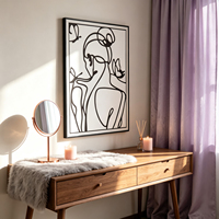 Vente en gros d'art mural abstrait moderne, portrait de femme en ligne, impression sur toile, art mural minimaliste avec papillon pour la décoration de la maison