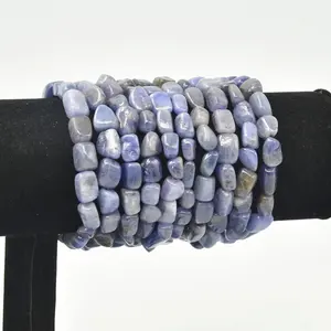 Natural tumble stone Tanzanite Bracelet Tumbled Beads wood bead bracelets Stone Powerful Healing Gemstone