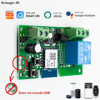 Módulo de Interruptor Inalámbrico WiFi Compatible con TUYA y Smart Life, Control Remoto WiFi, Receptor de 1 Canal CC 7-32V, Relé de 10A, Compatible con Alexa