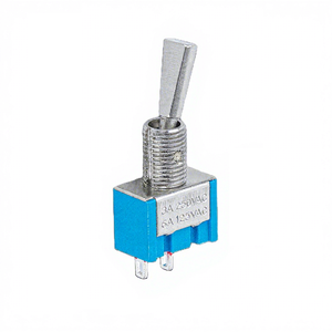 Interrupteur à bascule miniature en métal à poignée plate marche/arrêt 6 mm 2 broches SPST avec 2 bornes à souder - Product Image 1