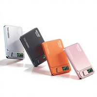 Banco de Energía Magnético N52 con Agarre Reforzado, Pantalla TFT en Tiempo Real, Carga Inalámbrica Rápida de 15W, Soporte de Aluminio del Tamaño de la Palma de la Mano