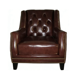 <span class=keywords><strong>Fauteuil</strong></span> classique capitonné en <span class=keywords><strong>cuir</strong></span> véritable avec garniture cloutée - <span class=keywords><strong>Fauteuil</strong></span> d'appoint <span class=keywords><strong>marron</strong></span> <span class=keywords><strong>foncé</strong></span> pour salon et bureau - Product Image 4
