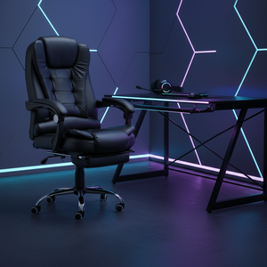 Sedia Premium in Tessuto Similpelle Nera con Schienale Alto, Reclinabile, Regolabile in Altezza, Rotazione a 360° °   Sedia da Gaming Ergonomica Girevole per Giocatori Professionisti - Product Image 3
