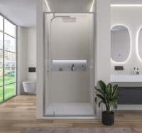 Cabine de douche pivotante en aluminium à usage hôtelier 6 mm en verre transparent avec porte de douche latérale