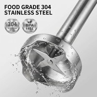 Blender Tangan Elektrik 4-in-1 Set Stainless Steel dengan Pengaduk untuk Smoothie