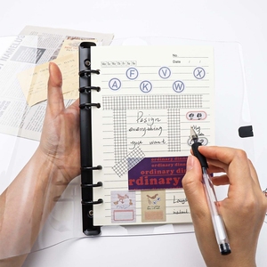 A5 A6 Ringbuch-Einband Schwarz, Notizbuch-Hülle aus dickem PVC, <span class=keywords><strong>Journal</strong></span>-Planer-Einbände, transparenter Budget-Ordner mit Gummibandverschluss - Product Image 5