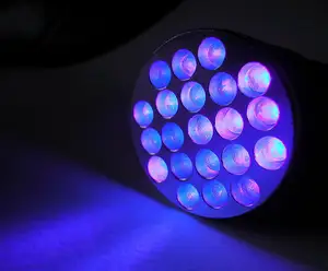 Lampu UV Torche LED 395NM, Senter UV Portabel 21 LED Ultraviolet Hitam untuk Noda Urin Hewan Peliharaan