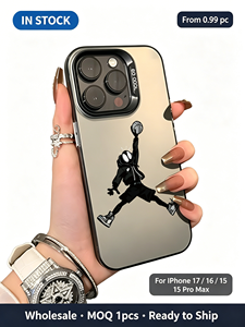 <span class=keywords><strong>Coque</strong></span> antichoc en TPU noir avec motif joueur de basketball sautant et cadre de protection d'objectif pour <span class=keywords><strong>iPhone</strong></span> 17 16 15 14 13 Pro Max - Product Image 1