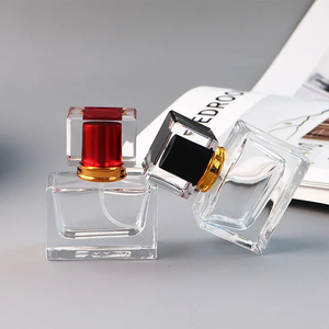 Customizable logo Empty 50ml square Transparent Glass <b>Perfume</b> Spray Bottle with Black Red Gold pink Lid - Product Image 1