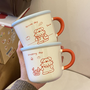 Taza de Cerámica con Ilustración de Cachorro, Taza de Agua Creativa con Graffiti de Perro, Taza de Café Grande para Parejas de 350 ml - Product Image 4