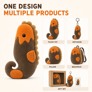 Peluche Hippocampe Marron Orange Personnalisée, Jouet en Peluche Doux Créature Marine, Conception de Poupée Décorative, Faible MOQ, Service OEM ODM, Direct Usine - Product Image 2
