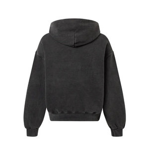 <b>Black</b> Custom French Terry Hoodies No <b>Strings</b> Cotton Oversized Embroidery Thick Heavy GSM Men Hoodies Blank - Product Image 3