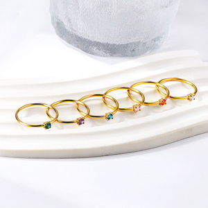 Zirconia cubica lucida impilata Fine18k oro placcato in acciaio inossidabile anello di diamanti all'ingrosso per feste regalo gioielli in zirconi cubici - Product Image 5