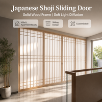 Porte coulissante en bois massif avec panneau translucide, séparateur de pièce, taille personnalisée, style japonais pour maison moderne, en stock