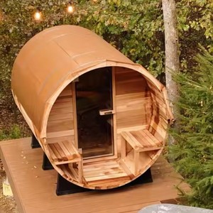Sauna <span class=keywords><strong>a</strong></span> Botte da Esterno Intelligente Bropool in Legno di Cedro Rosso Termotrattato per 6 Persone, Tradizionale <span class=keywords><strong>a</strong></span> Vapore con Finestra Panoramica e Stufa - Product Image 4