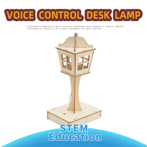 Kit de lampe de bureau à commande vocale DIY en bois, jouet scientifique STEM pour enfants, expérience de physique, apprentissage artisanal, idée cadeau éducatif - Product Image 1