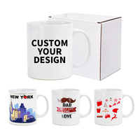 Mug à café en céramique blanche de 11 oz avec logo personnalisé imprimé, design personnalisé, revêtement par sublimation, 350 ml, compatible micro-ondes, papier kraft