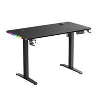 Bureau de jeu électrique réglable en hauteur avec plateau en fibre de carbone, support de jeu motorisé avec éclairage LED pour les joueurs