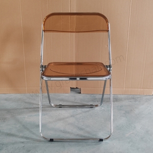 Silla de Comedor Plegable de Plástico Transparente Portátil al por Mayor para Interiores y Exteriores, Asiento y Respaldo de Acrílico Transparente, Patas de Metal - Product Image 2
