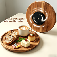 360 °   Plateau à couverts rotatif en bois, plateau tournant circulaire multifonctionnel pour café