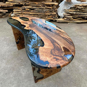 Tavolo da Pranzo da <span class=keywords><strong>Esterno</strong></span> in Legno Massello Rustico Certificato CE con Piano in Resina Epossidica Stile Scandinavo Colori Personalizzabili - Product Image 2