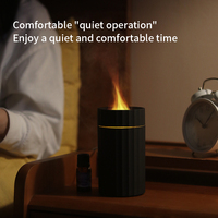 Nouvel humidificateur d'air ultrasonique portable 100 ml avec diffuseur d'arômes et lampe de nuit chaleureuse effet flamme, en PP+ABS
