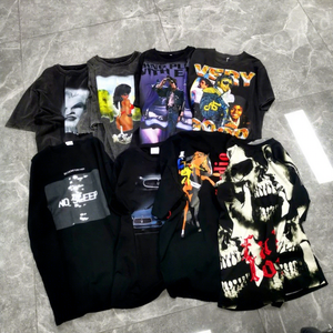 T-shirts pour hommes personnalisés, style Hip Hop, coupe ample et oversize, à col rond, manches courtes, effet court, avec impression numérique, motif lettres tricotées et graphique délavé à l'acide - Product Image 1