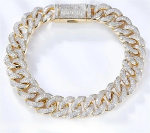 Premium 3.58 Ct Moissanite Round Brilliant Cut Diamond Luxury High Quality 10Kt Yellow Gold Cuban Link Bracelet Unisex - Product Image 4