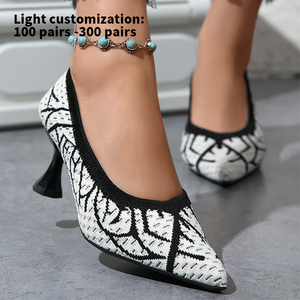 Nuovi Arrivi Eleganti <span class=keywords><strong>Tacchi</strong></span> Alti da Donna con Tacco Sottile, Sfondo Bianco con Motivo Nero Intrecciato, per Ufficio <span class=keywords><strong>e</strong></span> Vita Quotidiana M-XJ-06 - Product Image 4
