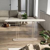 Table basse élégante en métal avec pieds en métal, haut blanc, nordique, moderne, salon, atelier, bureau, salle d'attente, réception, canapé, côté