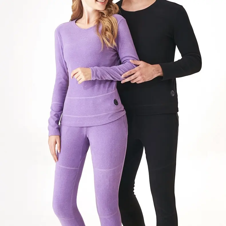 Ensemble de sous-vêtements thermiques intelligents à température constante manches longues pantalons serrés chauffants chauds d'hiver pour la vente en gros