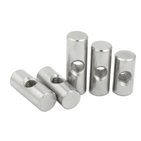 Écrou cylindrique en acier inoxydable 304/316 A2-70 A4-80, goujon croisé, écrou à insérer long pour meubles en bois, avec verrouillage intégré