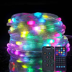 Mobile Control App Programmable Led Window Fairy String Lights RGB Music Sound Smart Christmas Lights Curtain Decoration