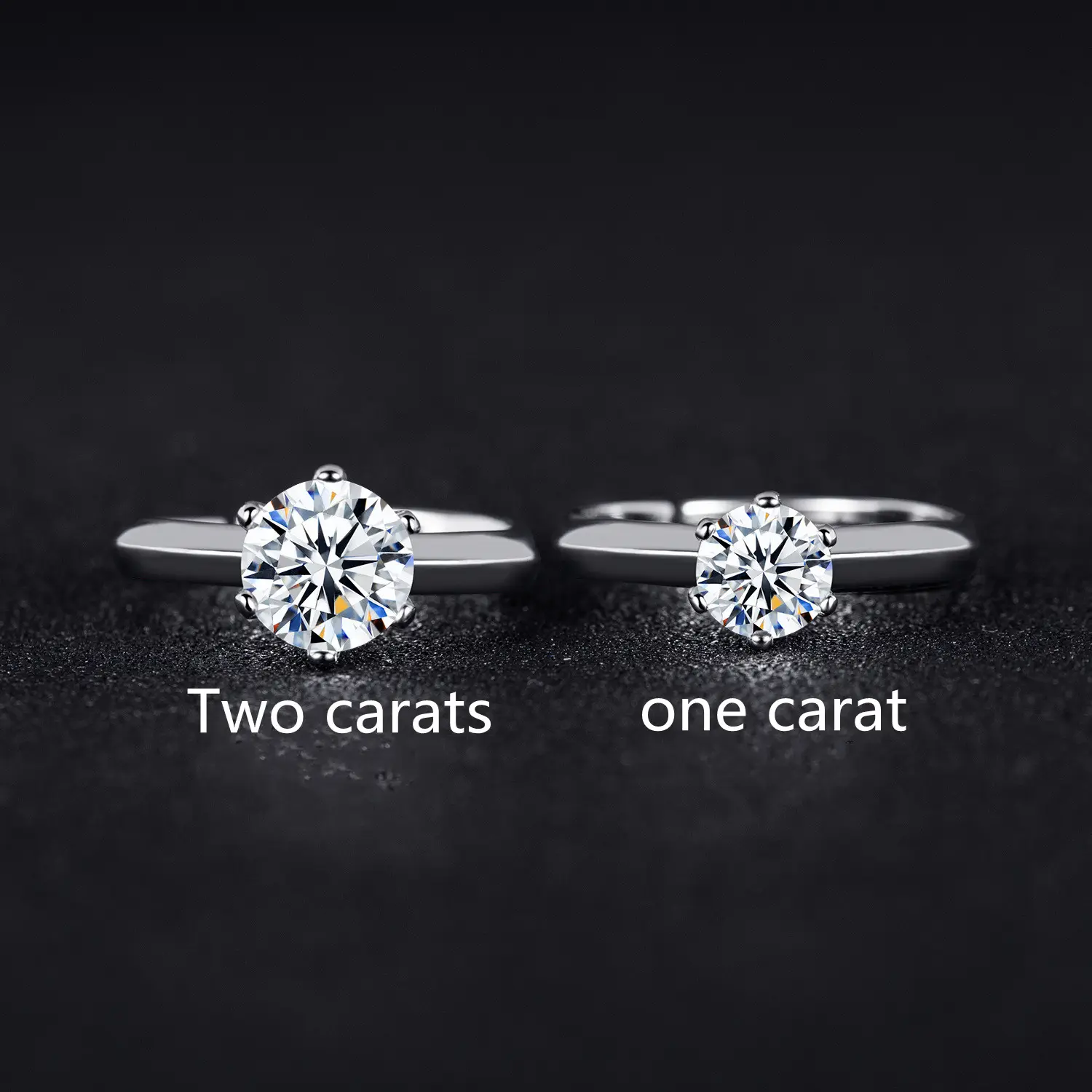 White copper women men moissanite six claw 1 carat adjustable engagement propose diamond wedding couple ring