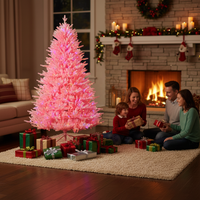Bestseller Prinzessinnen-Stil 7FT Voll-PE Rosa Weihnachtsbaum Vorbeleuchtet mit LED Modische Heimdekoration OEM Akzeptiert Muster & Fabrikpreis