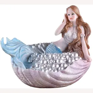 Laut Putri Elegan Mutiara Mermaid Statue Resin Kerajinan Cantik Putri Duyung Patung untuk Rumah Ornamen