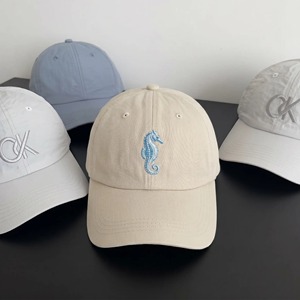 Gorra de Béisbol Bordada con Caballito de Mar, Unisex, Ajustable, de 6 Paneles, Informal, de Algodón, para Primavera/Verano - Product Image 1