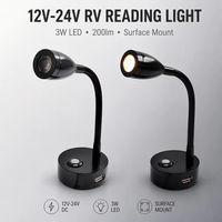 Lampe à col de cygne flexible 12v LED RV intérieur Dimmable lampe de lecture de chevet lampe Auto lumière intérieure avec USB